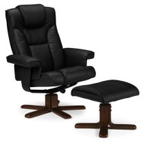 Maeryn Faux Leather Swivel And Recliner Chair In Black