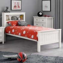 Madge Wooden Single Bed In Surf White With Bookcase