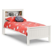 Madge Wooden Single Bed In Surf White With Bookcase