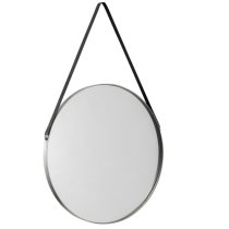 Odile Round Pewter Mirror With Black Strap