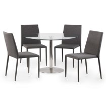 Mabyn Round Glass Dining Table With Chrome Pedestal