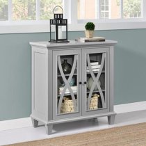 Ealing Wooden Display Cabinet With 2 Doors In Grey