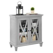 Ealing Wooden Display Cabinet With 2 Doors In Grey