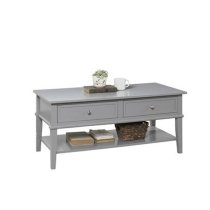 Franklyn Wooden Coffee Table With 2 Drawers In Grey