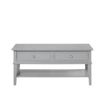 Franklyn Wooden Coffee Table With 2 Drawers In Grey