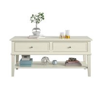 Franklyn Wooden Coffee Table With 2 Drawers In White