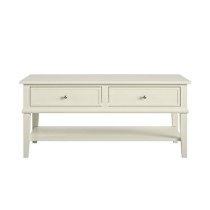 Franklyn Wooden Coffee Table With 2 Drawers In White