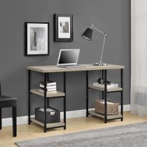 Ellicott Wooden Laptop Desk With 4 Shelves In Grey Oak