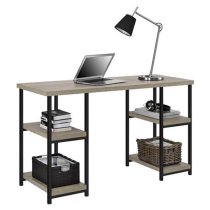 Ellicott Wooden Laptop Desk With 4 Shelves In Grey Oak