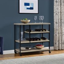 Ellicott Wooden Drinks Trolley In Distressed Grey Oak