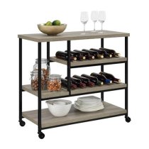 Ellicott Wooden Drinks Trolley In Distressed Grey Oak