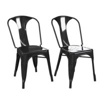 Frisco Black Metal Bistro Dining Chairs In Pair