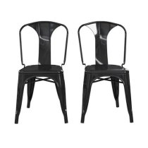 Frisco Black Metal Bistro Dining Chairs In Pair