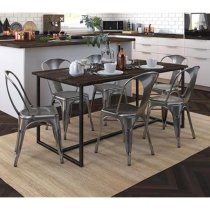 Frisco Gunmetal Grey Metal Bistro Dining Chairs In Pair