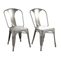 Frisco Gunmetal Grey Metal Bistro Dining Chairs In Pair