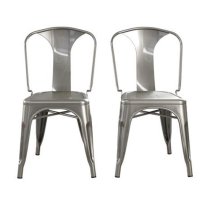 Frisco Gunmetal Grey Metal Bistro Dining Chairs In Pair