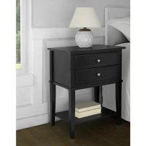 Franklyn Wooden Side Table With 2 Drawers In Black