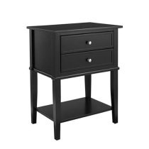 Franklyn Wooden Side Table With 2 Drawers In Black