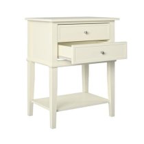 Franklyn Wooden Side Table With 2 Drawers In White