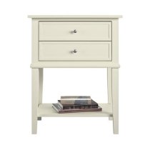 Franklyn Wooden Side Table With 2 Drawers In White