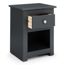 Raddix Wooden Bedside Cabinet In Anthracite With 1 Drawer