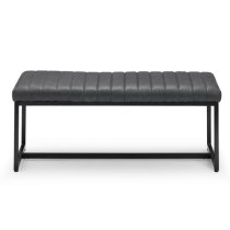 Sakaye Faux Leather Dining Bench In Black