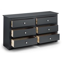 Raddix Wide Chest Of Drawers In Anthracite With 6 Drawers