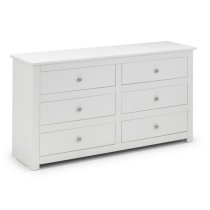 Raddix Wide Chest Of Drawers In Surf White With 6 Drawers