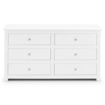 Raddix Wide Chest Of Drawers In Surf White With 6 Drawers