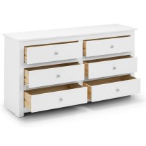 Raddix Wide Chest Of Drawers In Surf White With 6 Drawers