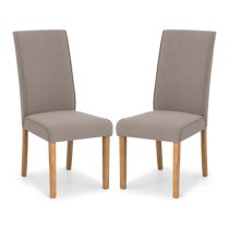 Sabella Taupe Linen Fabric Dining Chair In Pair