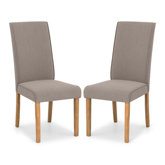 Sabella Taupe Linen Fabric Dining Chair In Pair