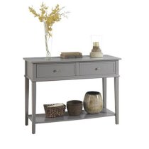 Franklyn Wooden Console Table With 2 Drawers In Grey