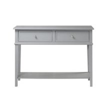 Franklyn Wooden Console Table With 2 Drawers In Grey