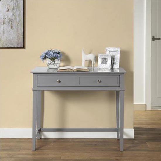 Franklyn Wooden Laptop Desk With 2 Drawers In Grey