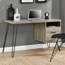 Lindon Wooden Laptop Desk With 1 Drawer In Grey And Oak