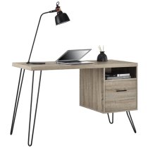 Lindon Wooden Laptop Desk With 1 Drawer In Grey And Oak