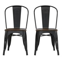 Findlay Wooden Dining Chairs With Metal Frame In Pair