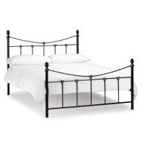 Ranae Metal King Size Bed In Satin Black And Antique Gold