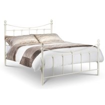 Ranae Metal Double Bed In Stone White