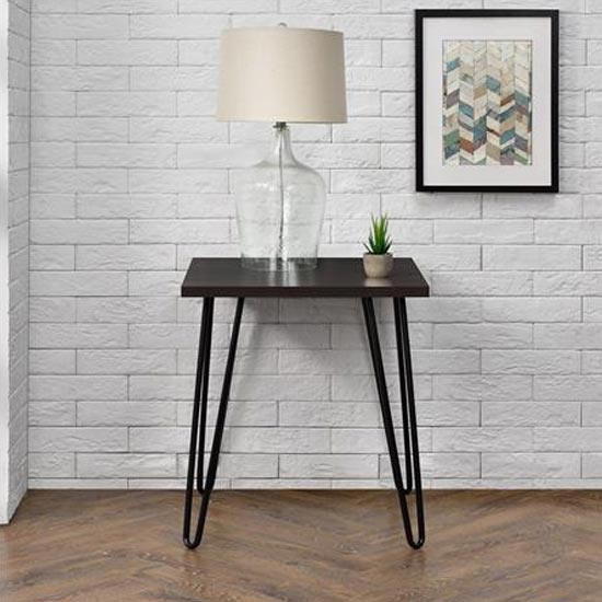 Ojai Wooden Side Table With Black Legs In Espresso