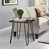 Ojai Wooden Side Table With Black Legs In Espresso