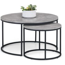 Salome Nesting Round Metal Coffee Tables In Concrete Effect