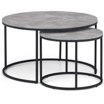 Salome Nesting Round Metal Coffee Tables In Concrete Effect