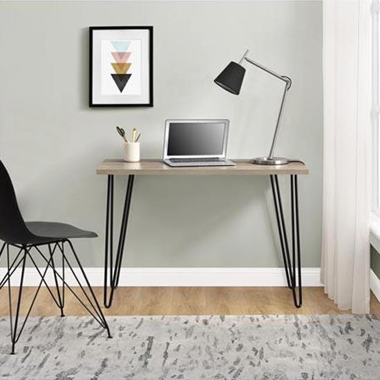 Ojai Wooden Laptop Desk With Black Legs In Rustic Oak