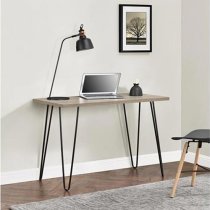 Ojai Wooden Laptop Desk With Black Legs In Rustic Oak