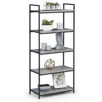 Salome Tall Metal Bookcase In Concrete Effect