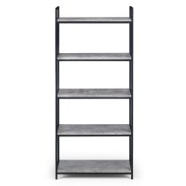 Salome Tall Metal Bookcase In Concrete Effect