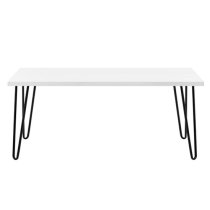 Ojai Wooden Coffee Table With Black Legs In White