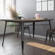 Findlay Wooden Dining Table With Black Legs In Brown